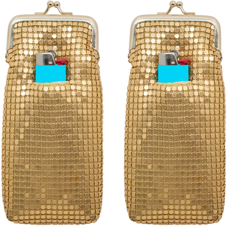4mm Metallic Mesh 10mm or 120mm | Set of 2 Cigarette Purse With Lighter Pocket