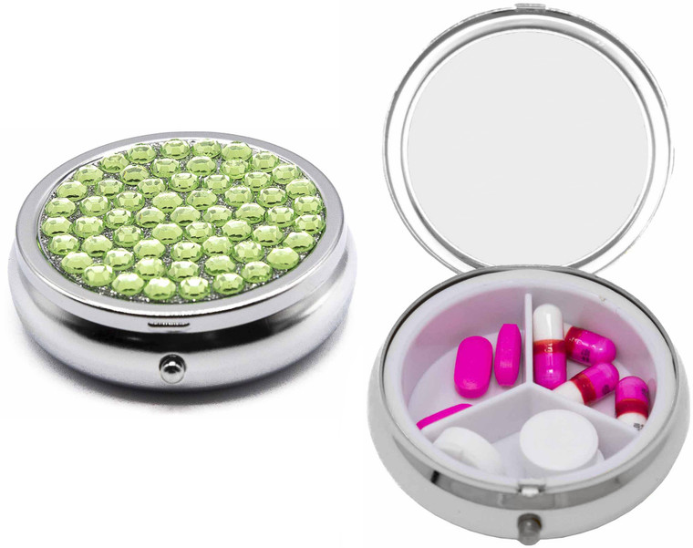 Gemstones | Set of 2 Round Pill Boxes With 3 Compartments