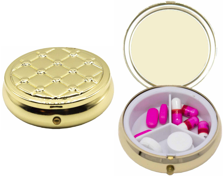 Hearts | Set of 2 Round Embossed Pill Boxes With 3 Compartments