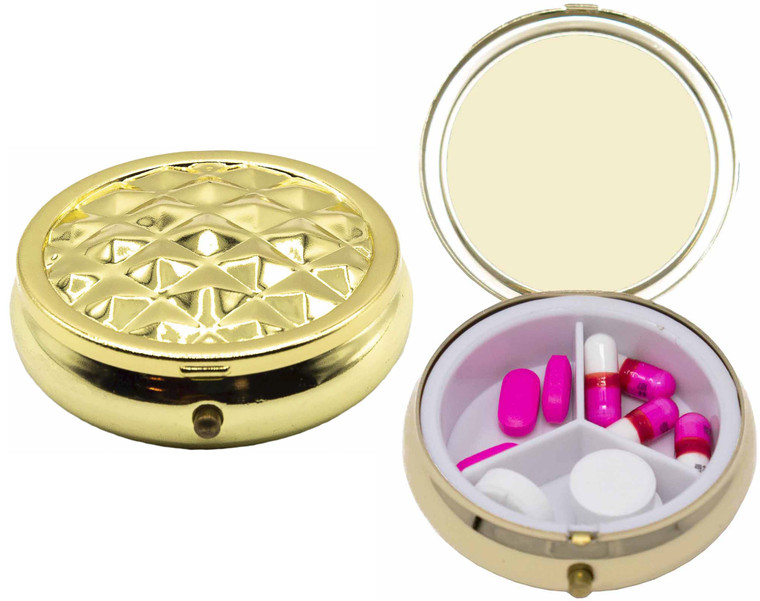 Ridge | Set of 2 Round Embossed Pill Boxes With 3 Compartments