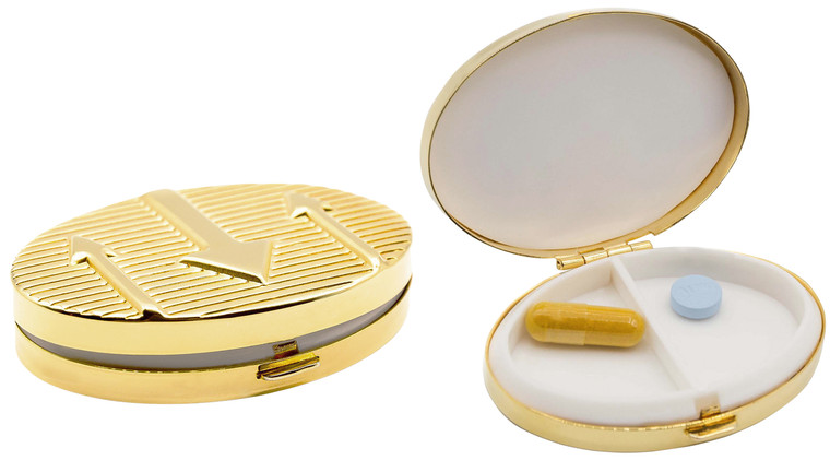 Gold Arrows | Set of 2 Oval-Shaped Pill Boxes With 2 Compartments