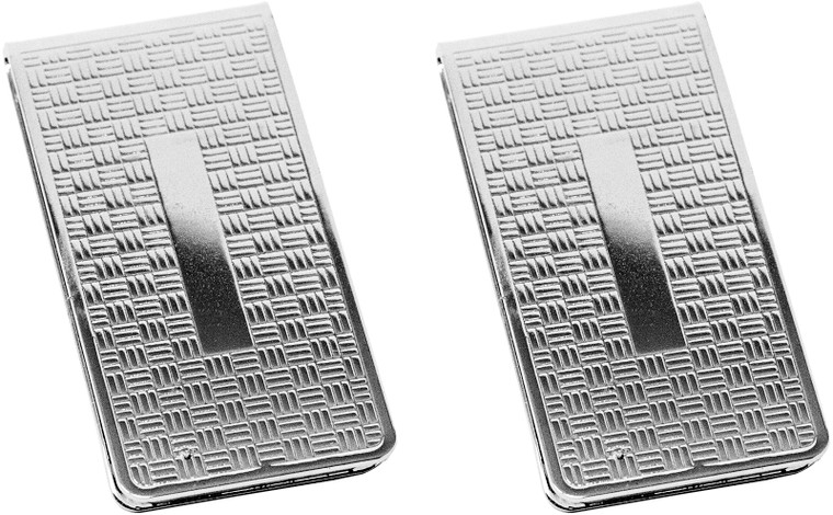 Cross Pattern | Set of 2 Chrome-Plated Stainless Steel Money Clips