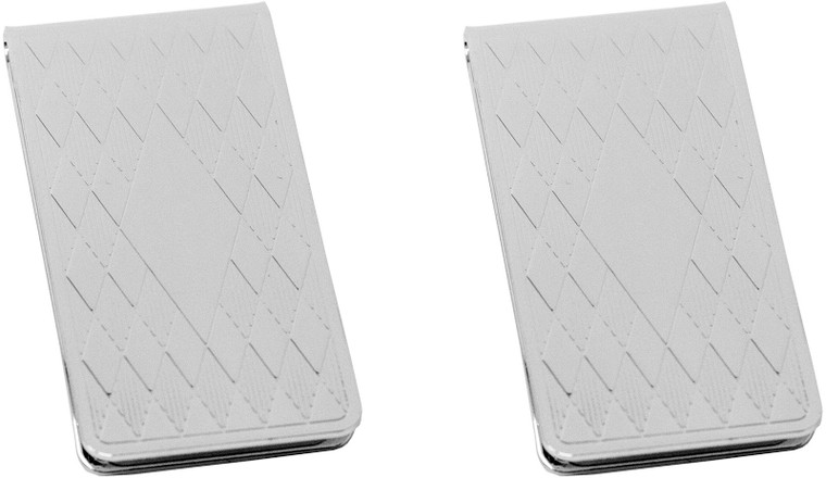 Diamond Print | Set of 2 Chrome-Plated Stainless Steel Money Clips