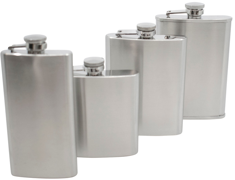 Brushed Matte Finish | Set of 2  Lightweight Stainless Steel Pocket Hip Flasks