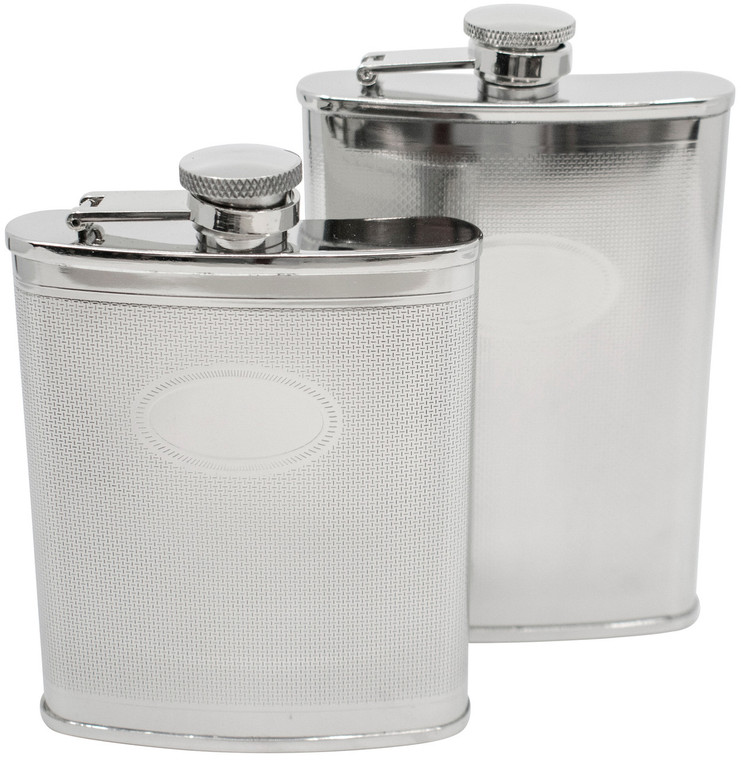 Debonair Print | Set of 2 Classic Stainless Steel Pocket Hip Flasks