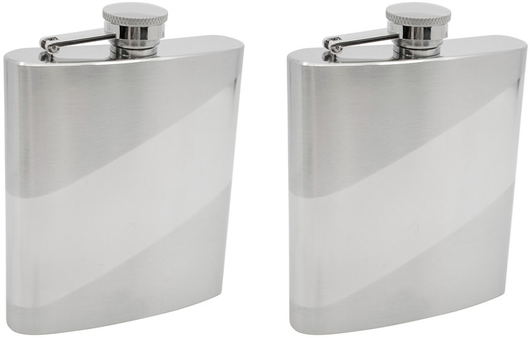 8oz Retro | Set of 2 Classic Stainless Steel Pocket Hip Flasks