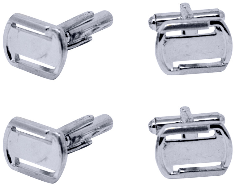 Silver Hollow | Set of 2 Silver Stainless Steel Alloy Shirt Cufflinks