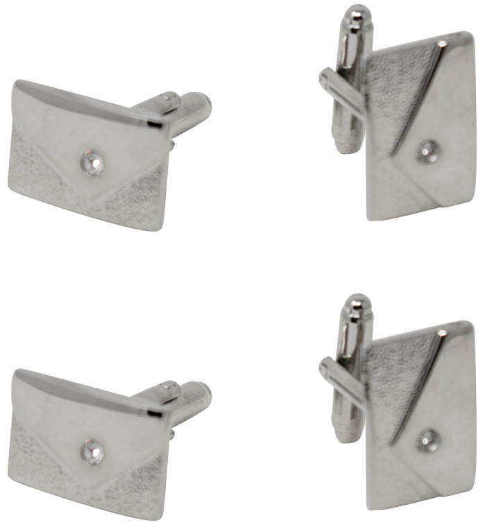 Silver Envelope | Set of 2 Silver Stainless Steel Alloy Shirt Cufflinks