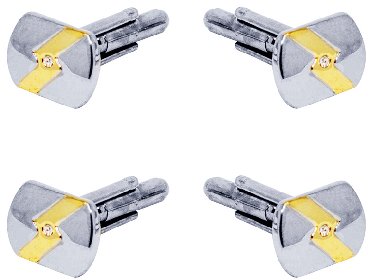 Gold Bolt | Set of 2 Silver Stainless Steel Alloy Shirt Cufflinks