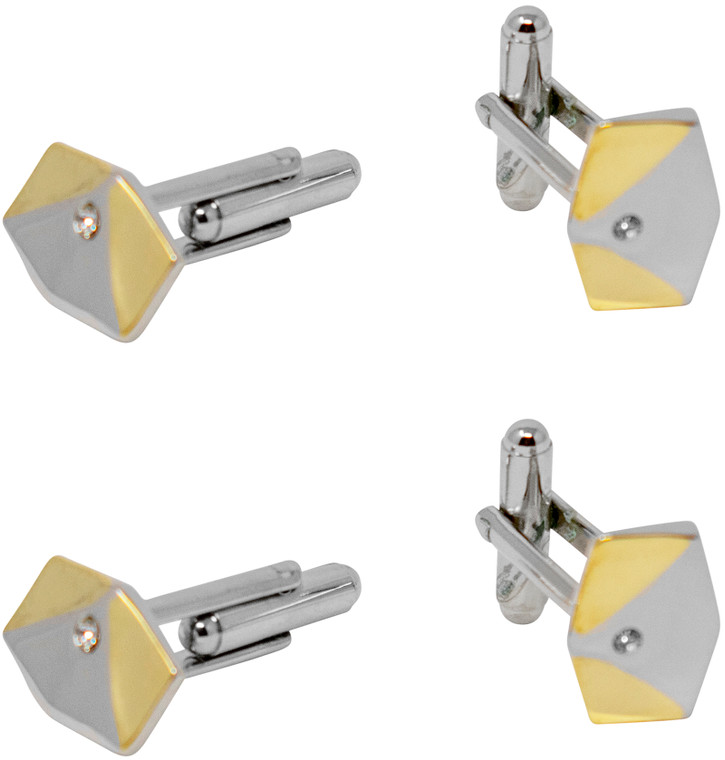 Gold Vest | Set of 2 Silver Stainless Steel Alloy Shirt Cufflinks