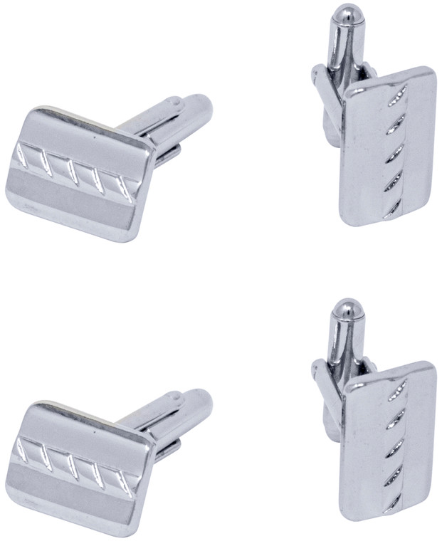 Bump | Set of 2 Silver Stainless Steel Alloy Shirt Cufflinks