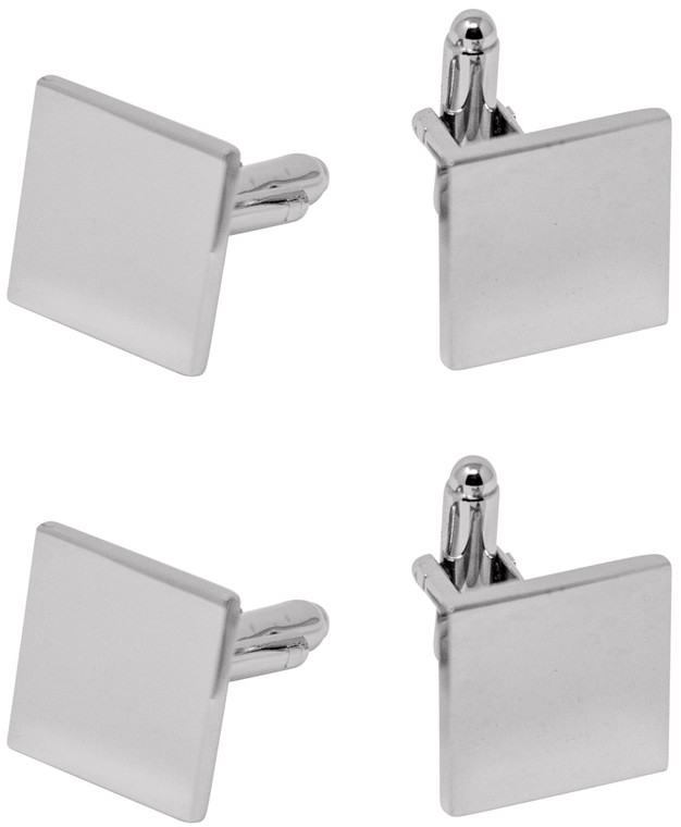 Square | Set of 2 Silver Stainless Steel Alloy Shirt Cufflinks