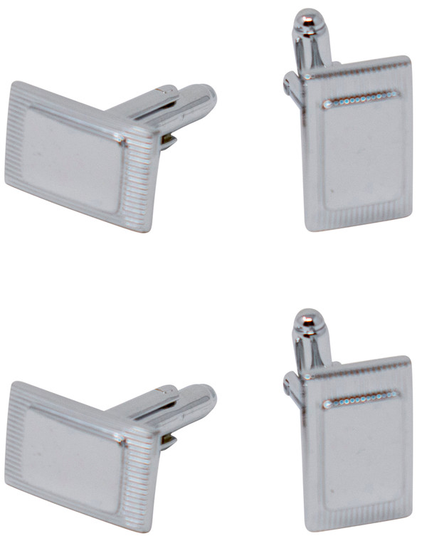 Plate | Set of 2 Silver Stainless Steel Alloy Shirt Cufflinks
