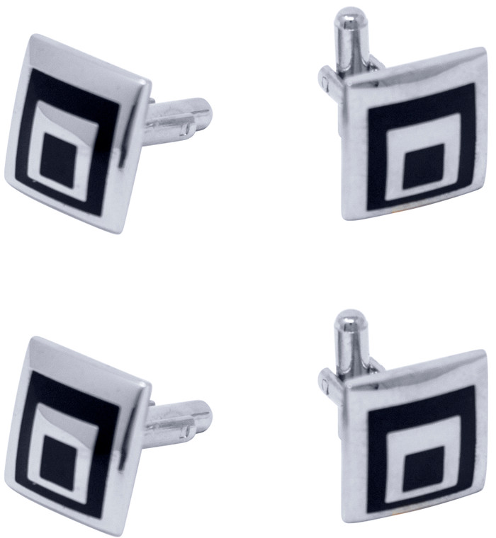 Squares | Set of 2 Silver Stainless Steel Alloy Shirt Cufflinks