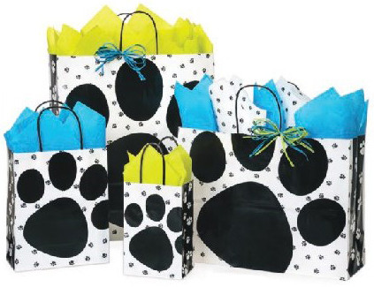 S7400 SET | Pooch's Paw | Recyclable Paper Shopping Bags with Tissue Paper