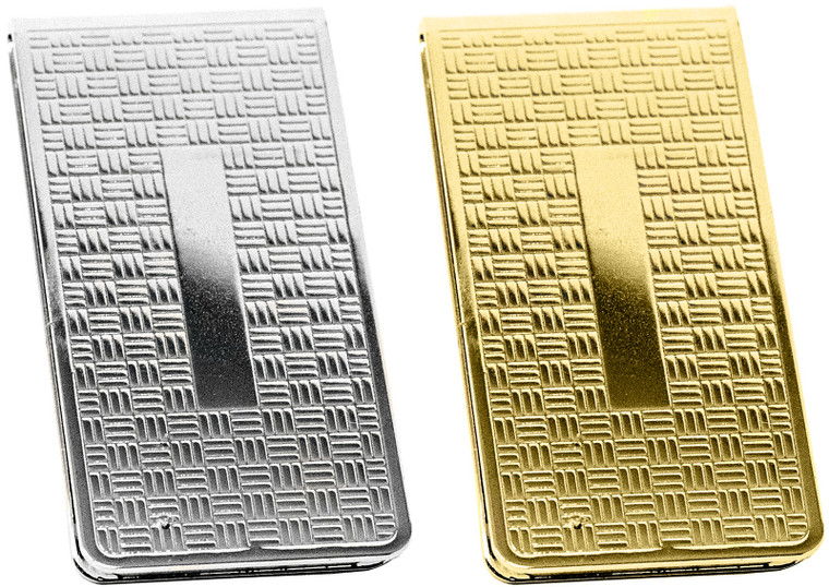 S4773 E1 SET | Cross Pattern | Set of 2 Chrome-Plated Stainless Steel Money Clips