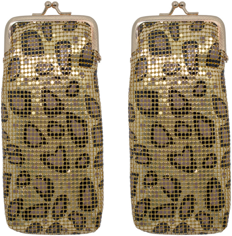 M1393 LEP - Leopard 3mm Soft Metallic Mesh Long Cigarette Case Purses