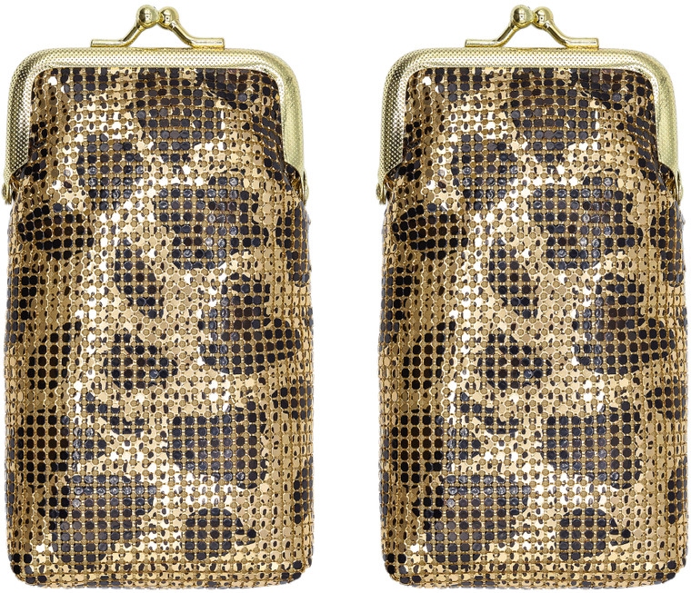 M1394 LEP - Leopard 3mm Soft Metallic Mesh Short Cigarette Case Purses
