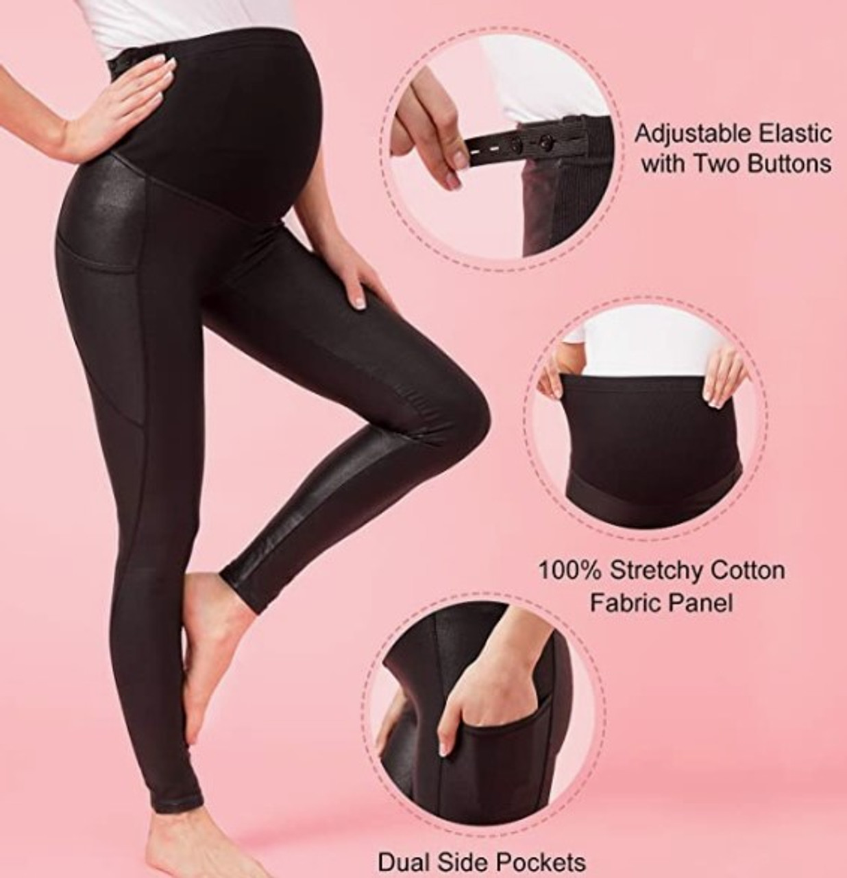 Plus Size Maternity Leggings Adjustable & Stretchable Garter Waist