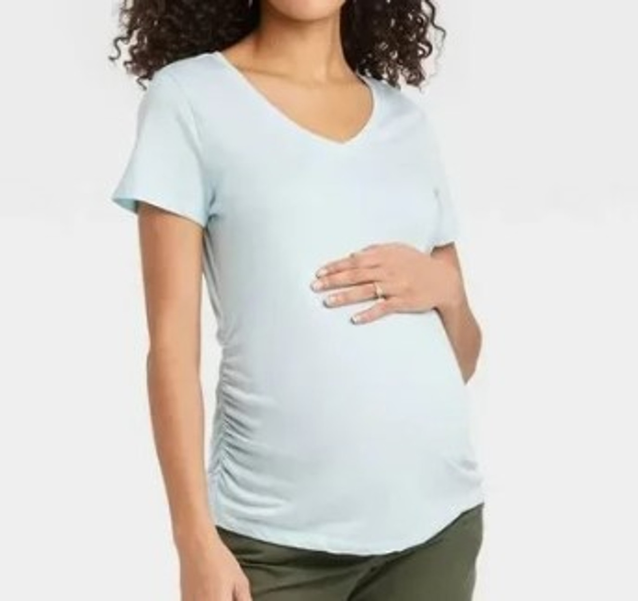 Isabel Maternity Blue Maternity Ruched T-Shirt