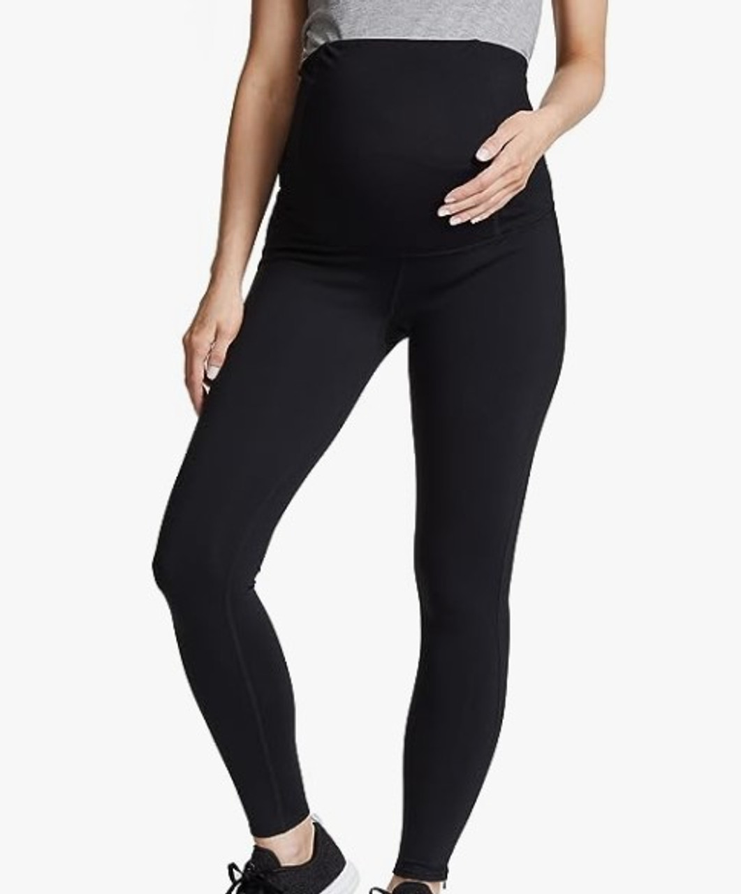Ingrid & Isabel Black Maternity Ankle Zip Legging with Crossover Panel for  Support and Comfort