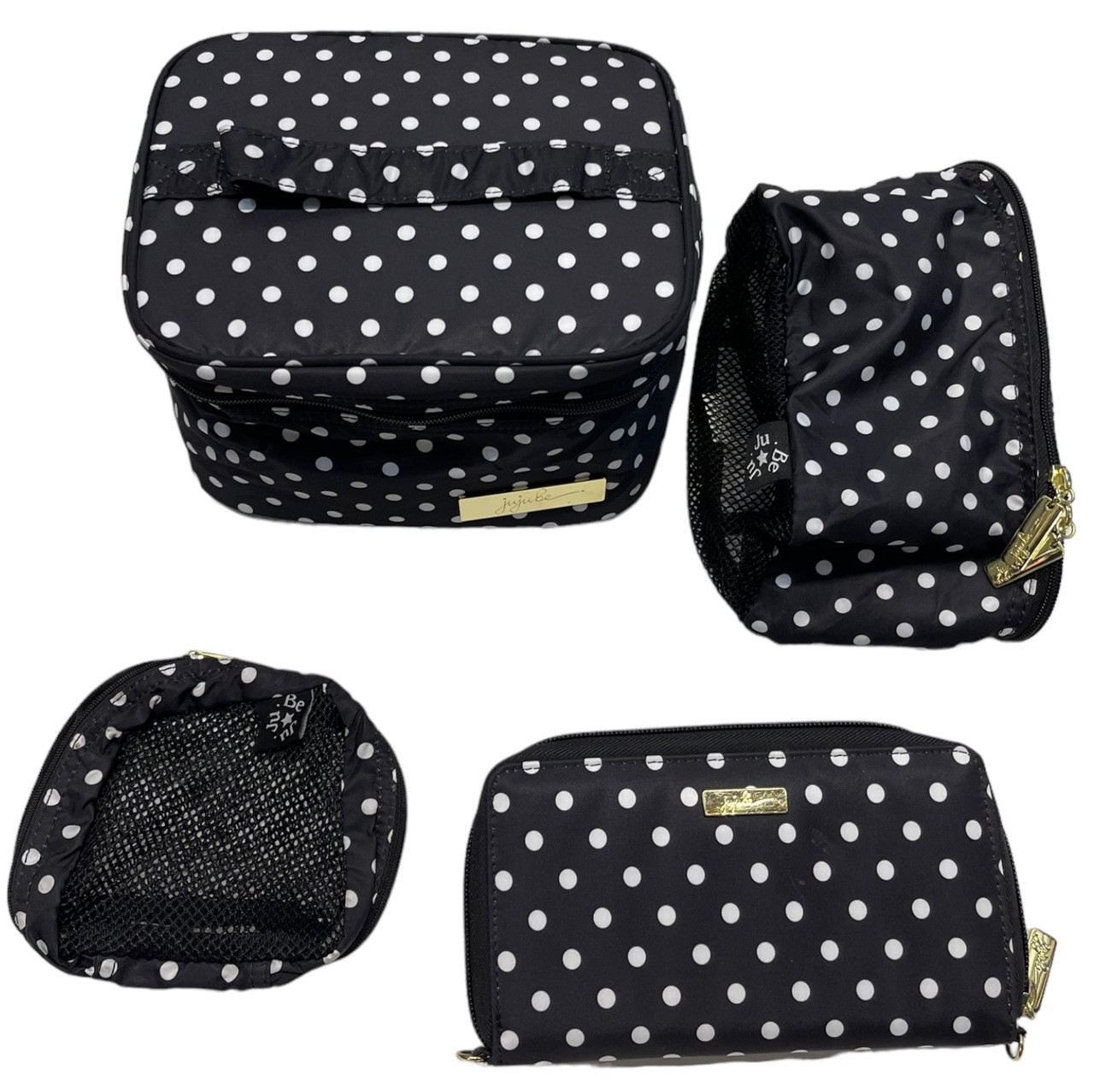 JuJuBe Black Polka Dot The Duchess Diaper Bag Accessories: Wallet , Fuel  Cell and 2 Organizer Pouches| Like New Used - One Size