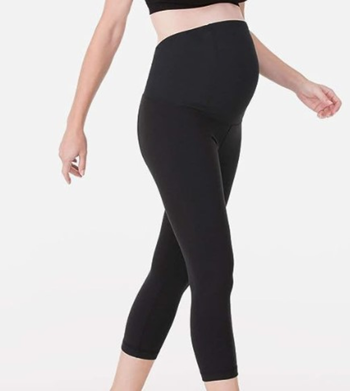 Ingrid & Isabel Maternity Black Capri Workout Maternity Legging with  Crossover Panel for Support and Comfort | Gently Used - Size Small