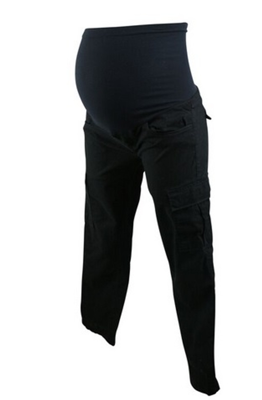 Black Marvi Maternity Cargo Khaki Pants for A Pea in the Pod Collection  (Pre-Loved - Size X-Small)