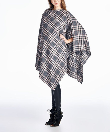 Grey Hello Miz Maternity Plaid Nursing Snap Up Poncho (Like New - Size Small) Grey Hello Miz Maternity Plaid Nursing Snap Up Poncho (Like New - Size Small)