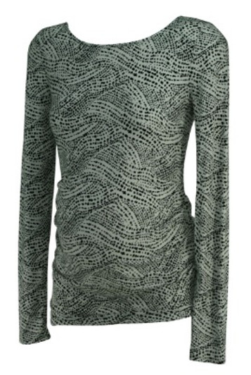 White Ink Blot A Pea in the Pod Maternity Long Sleeve Ruched Maternity Blouse (Like New - Size X-Small)