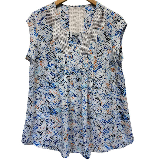 White Daniel Rainn Maternity Sleeveless Splotch Print Career Maternity Blouse (Like New - Size Medium)