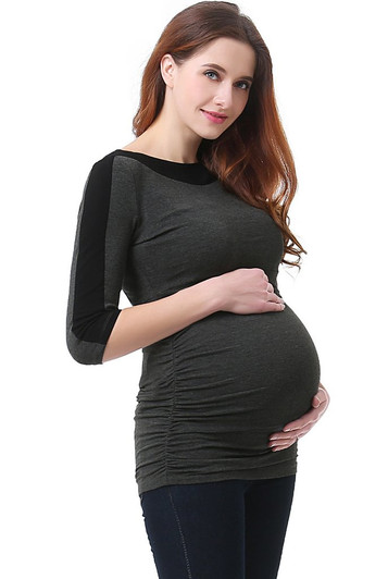 Charcoal Kimi + Kai Maternity Isabel Colorblock Top (Like New - Size x-Small)