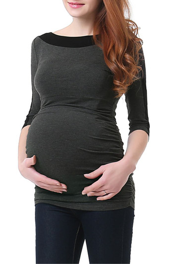 Charcoal Kimi + Kai Maternity Isabel Colorblock Top (Like New - Size x-Small)