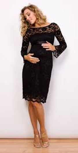 Seraphine Luxe Black Lace Maternity Cocktail Dress Without Belt  (Like New-Size 14)