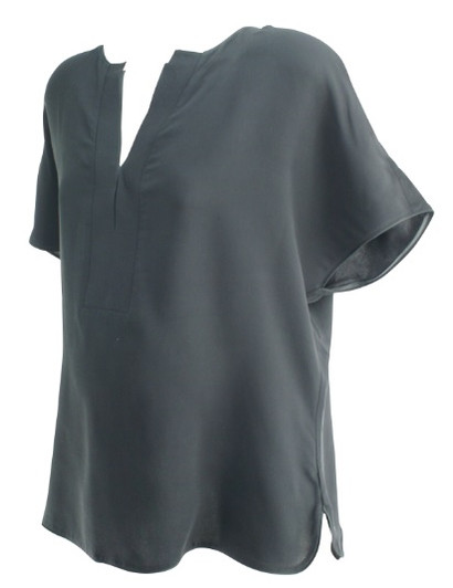 Black La Fayette 148 New York Short Sleeve Blouse (Like New - Size Large)