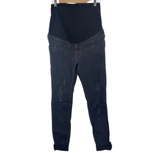 Black & Denim Maternity Distress Skinny Roll Up Maternity Jeans  Size 8