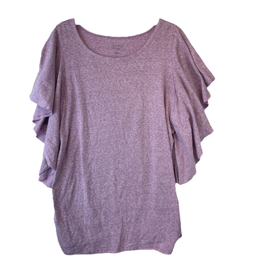 Heathered Pinkish Purple Isabel Maternity Short Sleeve Knit Top (Like New - Size Large)