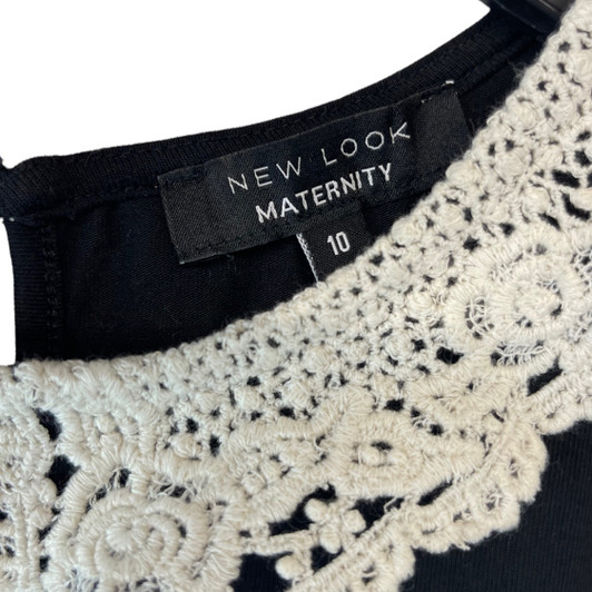 Black New Look Crochet Collar Sleeveless Maternity A Line Dress (Secondhand - Size 10) 