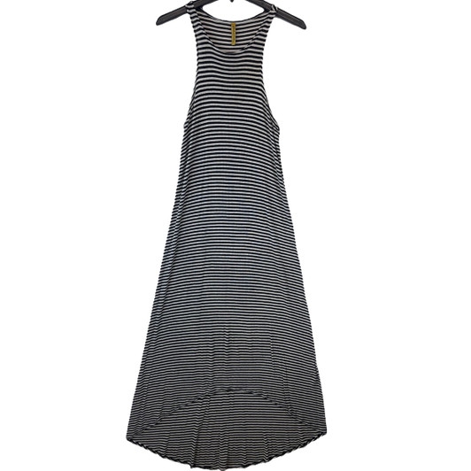 Black Striped Racheal Pally Maternity Hi-Low Racerback Maternity Dress (Secondhand- Size Medium)