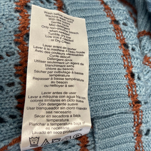 *New* Motherhood Maternity Blue and Brown Knit Baby Doll Maternity Sweater | New with Tags- Size Large