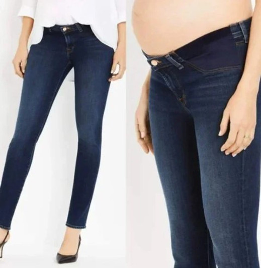Isabel Maternity Over Belly MIDI Maternity Jean Shorts