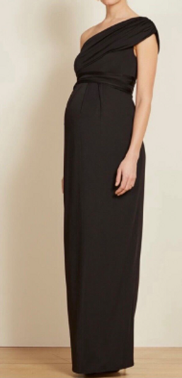  Isabella Oliver Black One Shoulder Floor Length Maternity Dress | Pre-Owned - Size X-Small 
