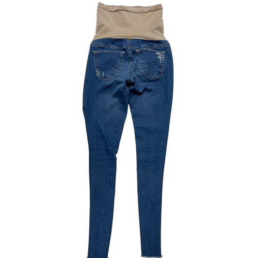 AG Adriano Goldschmied Secret Fit Belly Full Panel Skinny Light Wash Distressed Raw Hem Maternity Jean| Like New- Size 24R