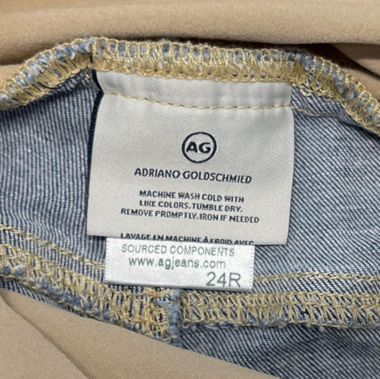 AG  Adriano Goldschmied  Secret Fit Belly Full Panel Skinny Light Wash Distressed Raw Hem Maternity Jean| Like New- Size  24R