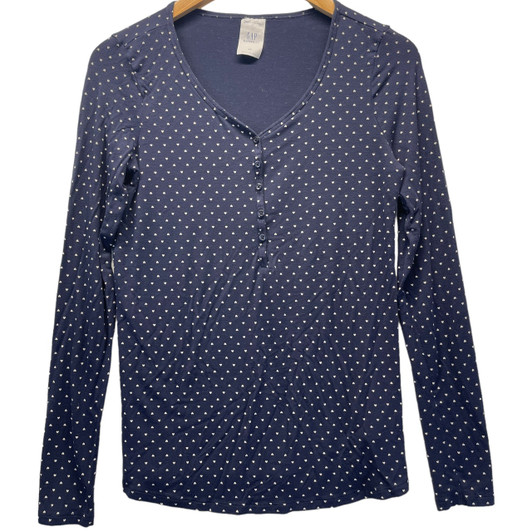 GAP Maternity Navy Hearts Print Modal PJ Shirt  and Pants Set | Gently Used - Size X-Small