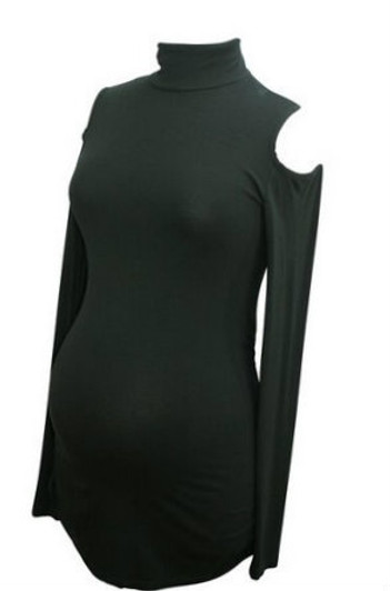 Black Isabella Oliver Long Sleeve Turtleneck Exposed Shoulder Helston Maternity Top(Like New - Size 2)