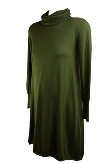 Army Green Fuzzi Maternity Long Sleeve Cowl Dress (Gently Used - Size Large)