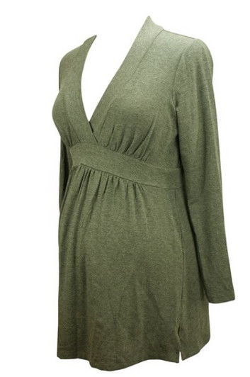 Liz Lange Maternity Gray Maternity Baby doll Long Sleeve Tee (Gently Used - Size 4/ Large)