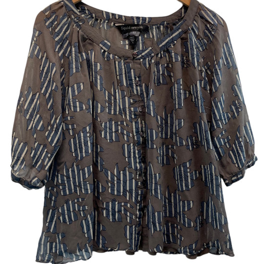 Brown Floral Pattern Liquid New York for A Pea in the Pod Collection (Like New - Size Large)