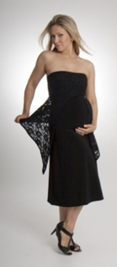 Brown Lace Pouch Versatile Maternity Dress and Skirt (One Size)